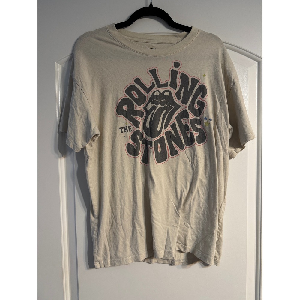 American Eagle Rolling Stones Band Tee XS/S Cream Graphic Shirt Rock n‎ Roll